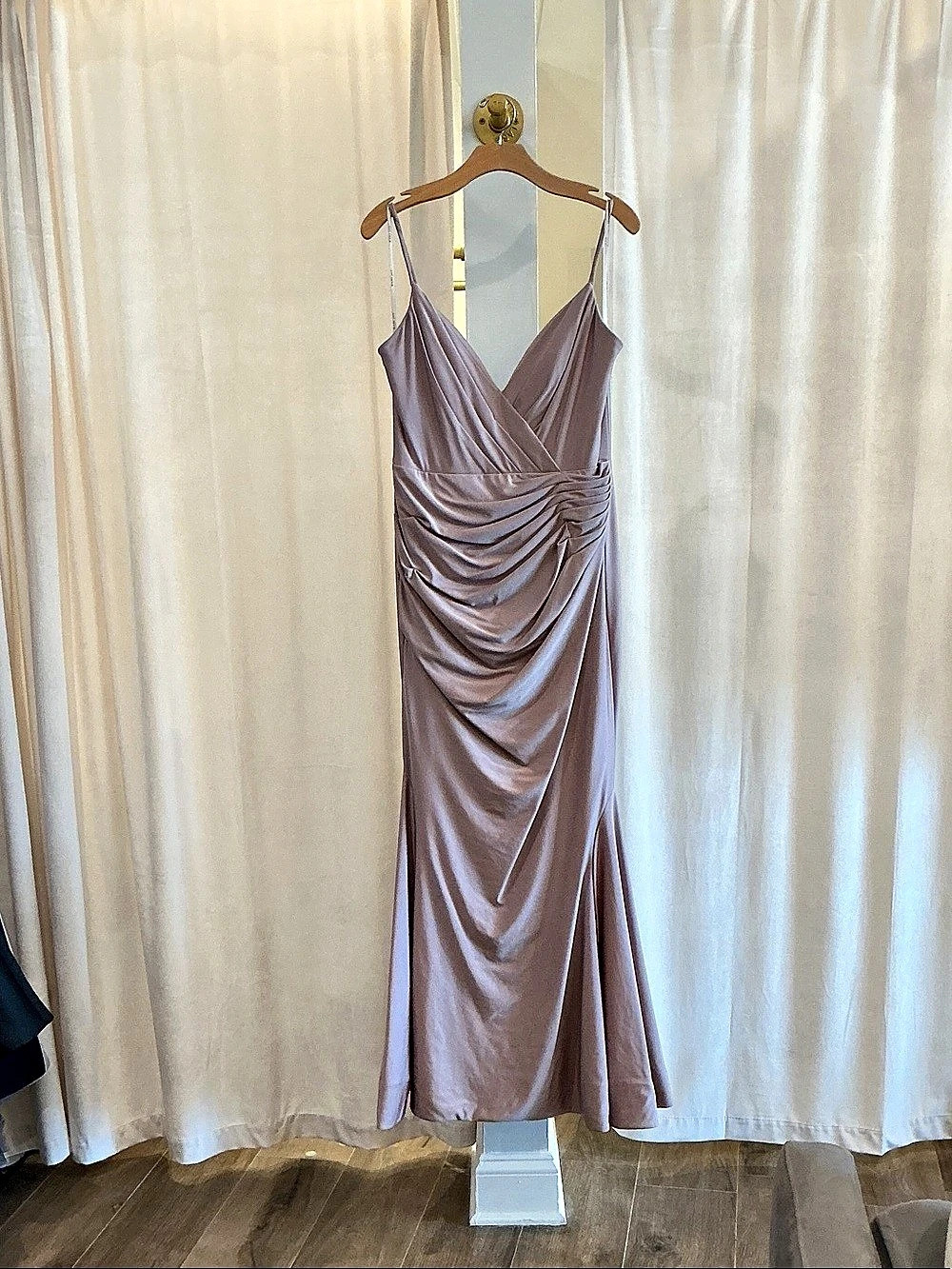 Ruched Slip Dress in Purple Like New